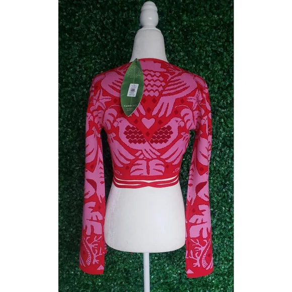 Farm Rio Red Jungle Scarf Knit Top - Picture 5 of 8